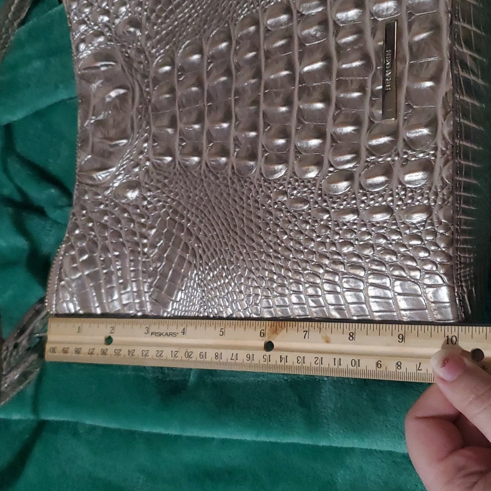 Brahmin Metallic Taupe Croc-Embossed Crossbody - Picture 3 of 10